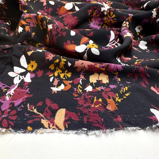 Fully Fall - Chiffon Cotton Woven - Black Multi Floral - 4M Bundle