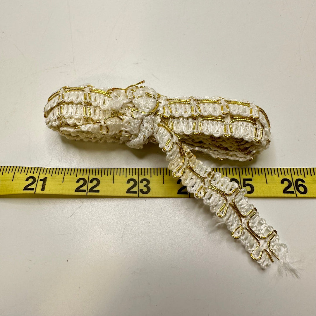 ⅝" (16mm) Braided Trim - White/Gold - 2M Bundle - True Deadstock supplies Fabric by private - Sustainable Textile | FABCYCLE