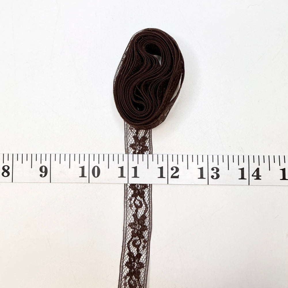 ⅝" (16mm) Lace Trim - Dark Brown - 2.7M Bundle - True Deadstock supplies Fabric by private - Sustainable Textile | FABCYCLE