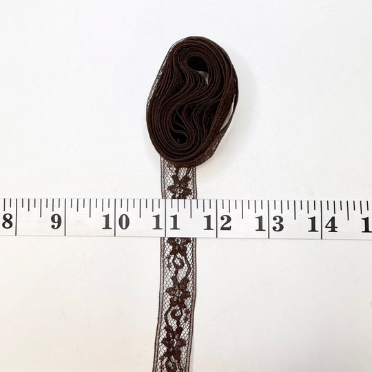 ⅝" (16mm) Lace Trim - Dark Brown - 2.7M Bundle - True Deadstock supplies Fabric by private - Sustainable Textile | FABCYCLE