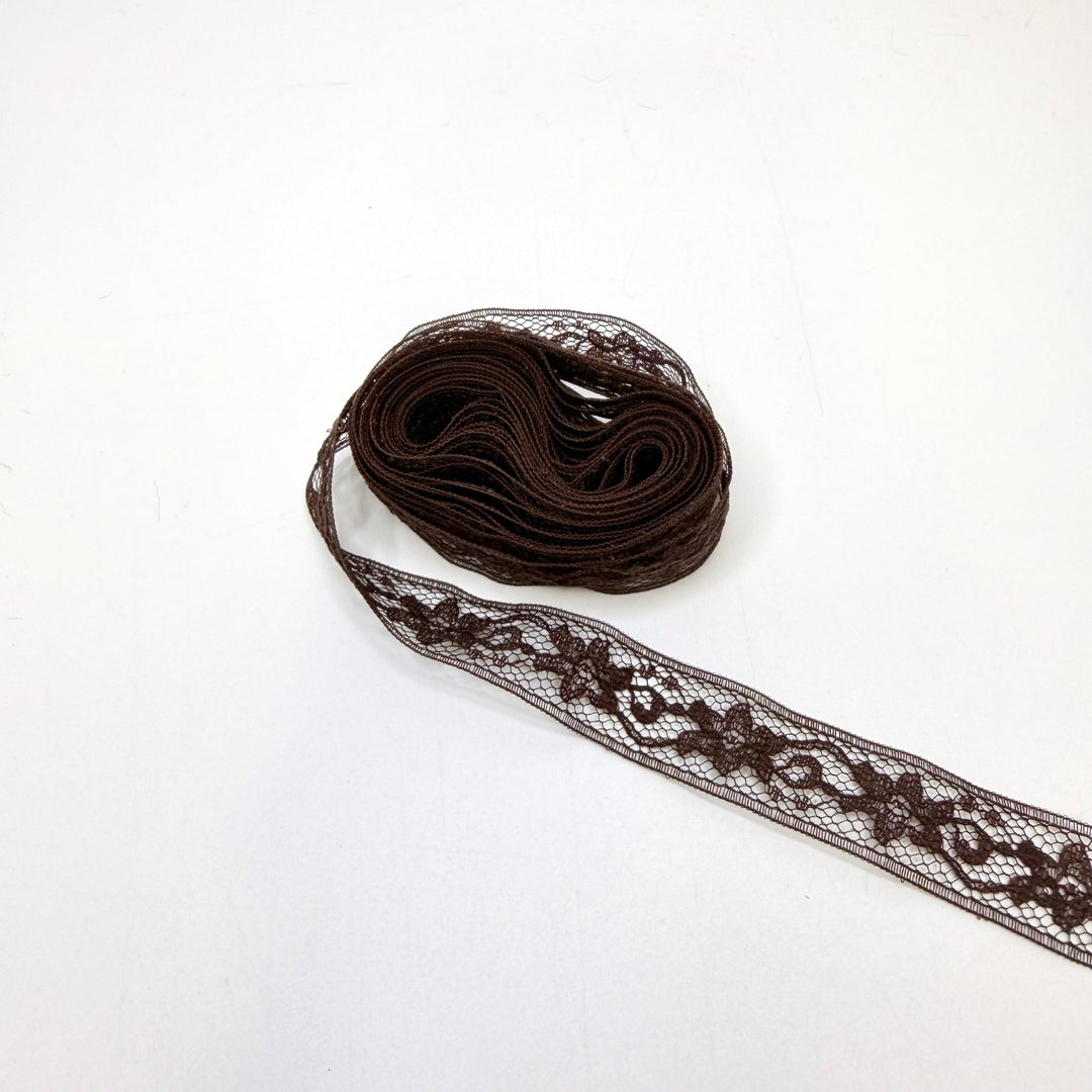 ⅝" (16mm) Lace Trim - Dark Brown - 2.7M Bundle - True Deadstock supplies Fabric by private - Sustainable Textile | FABCYCLE