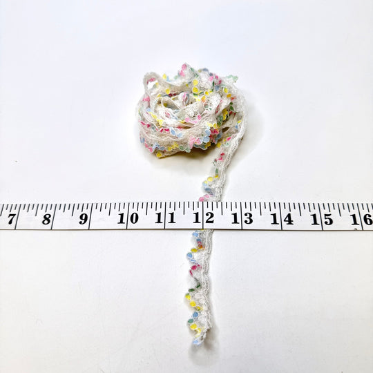 ⅝" (16mm) Ruffled Lace Trim - White Multi - 2.35M Bundle - True Deadstock supplies Fabric by private - Sustainable Textile | FABCYCLE