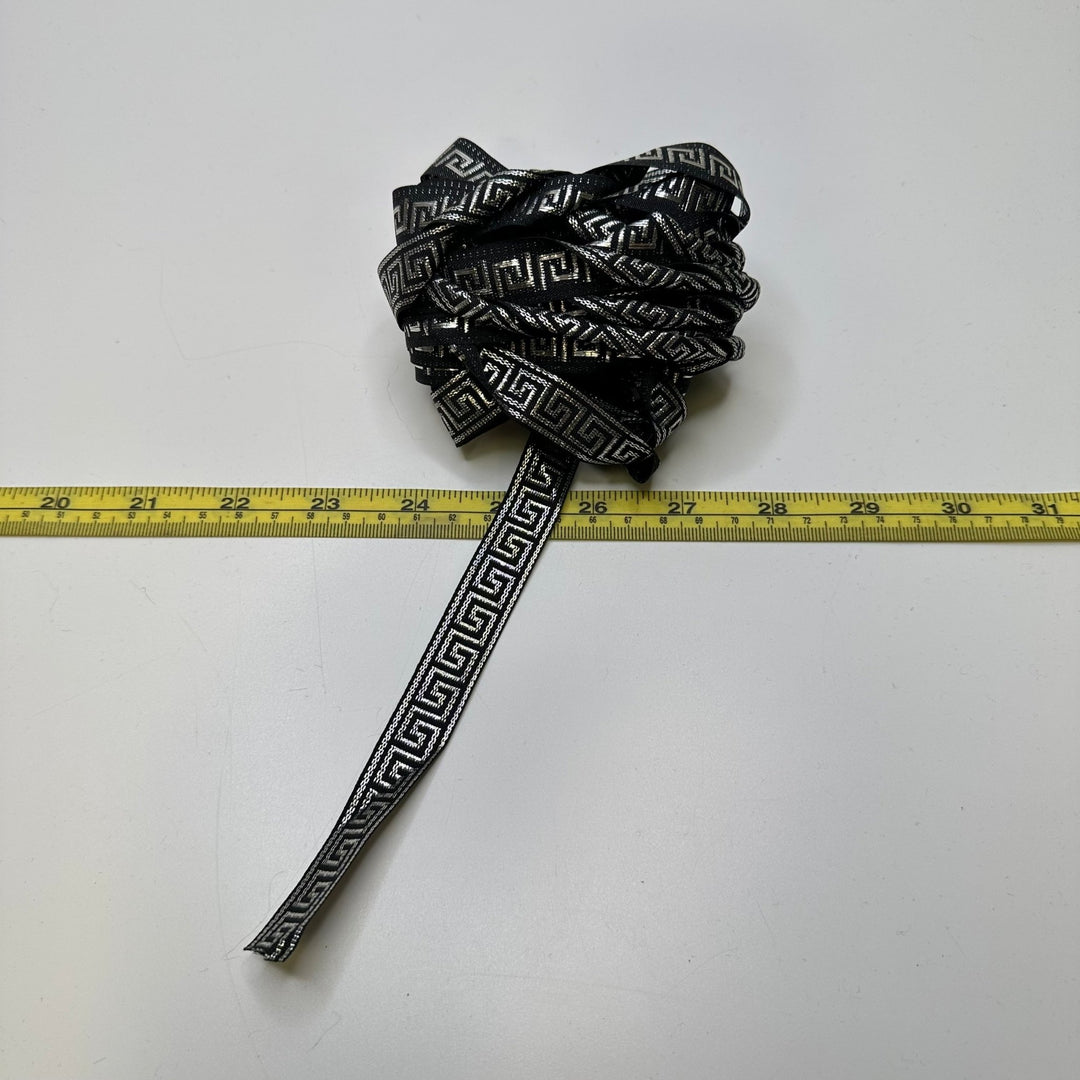 ⅝" (16mm) Tape Trim - Black/Silver - 7.3M Bundle - True Deadstock supplies Fabric by private - Sustainable Textile | FABCYCLE