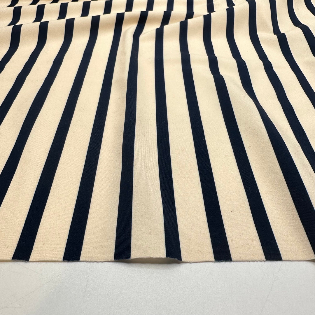 Splash Of This - Jersey Polyester Blend Knit - Cream/Navy Stripes - 1M Bundle