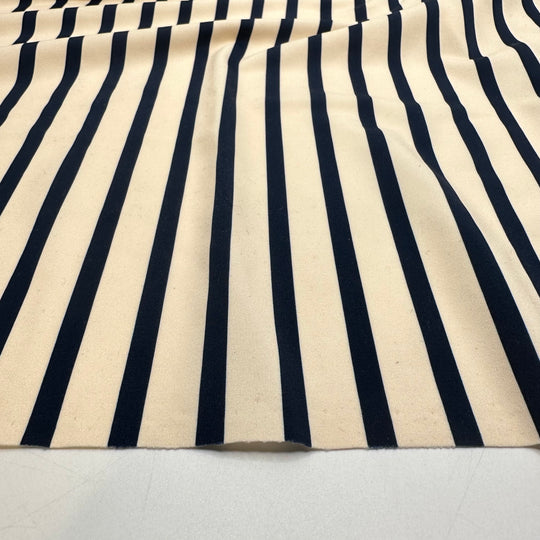 Splash Of This - Jersey Polyester Blend Knit - Cream/Navy Stripes - 1M Bundle