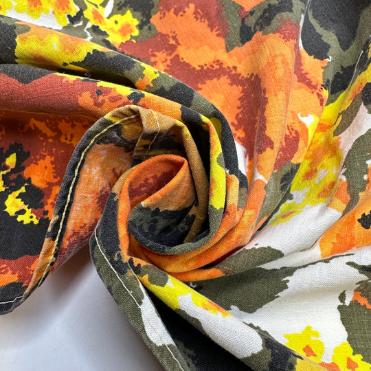 Hidden In The Mess - Piping Seamed Cotton Woven - Orange Multi Floral - 2.7M Bundle