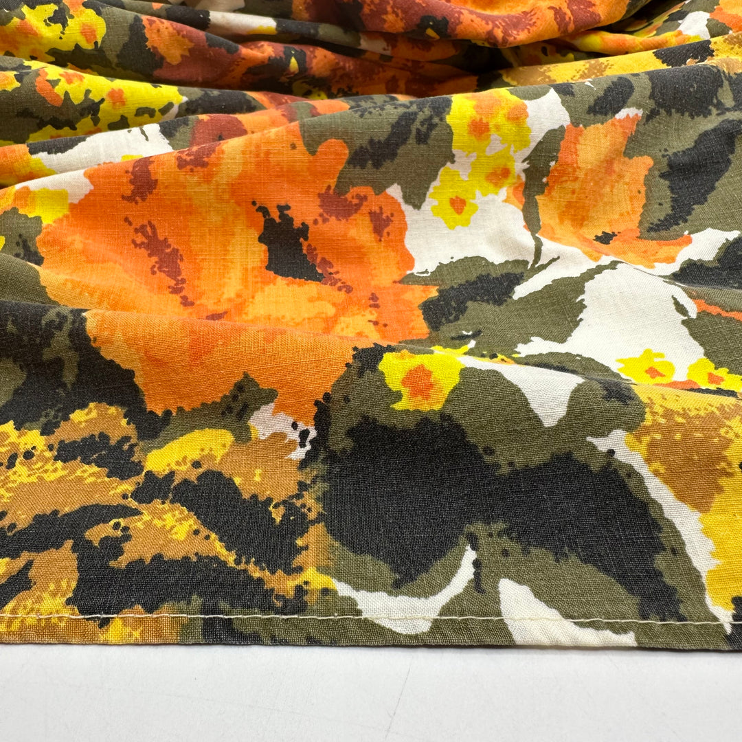 Hidden In The Mess - Piping Seamed Cotton Woven - Orange Multi Floral - 2.7M Bundle