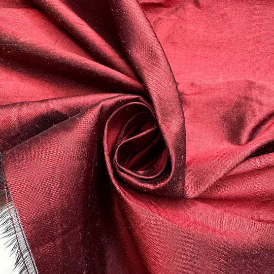 Catching Falling Leaves - 2 Tone Taffeta Silk Woven - Black/Burgundy - 2.1M Bundle