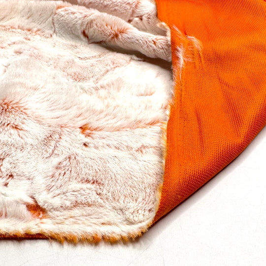The Rabbit And The Carrot - Super Soft Faux Fur Polyester Blend Knit - White/Orange - 2.2M Bundle