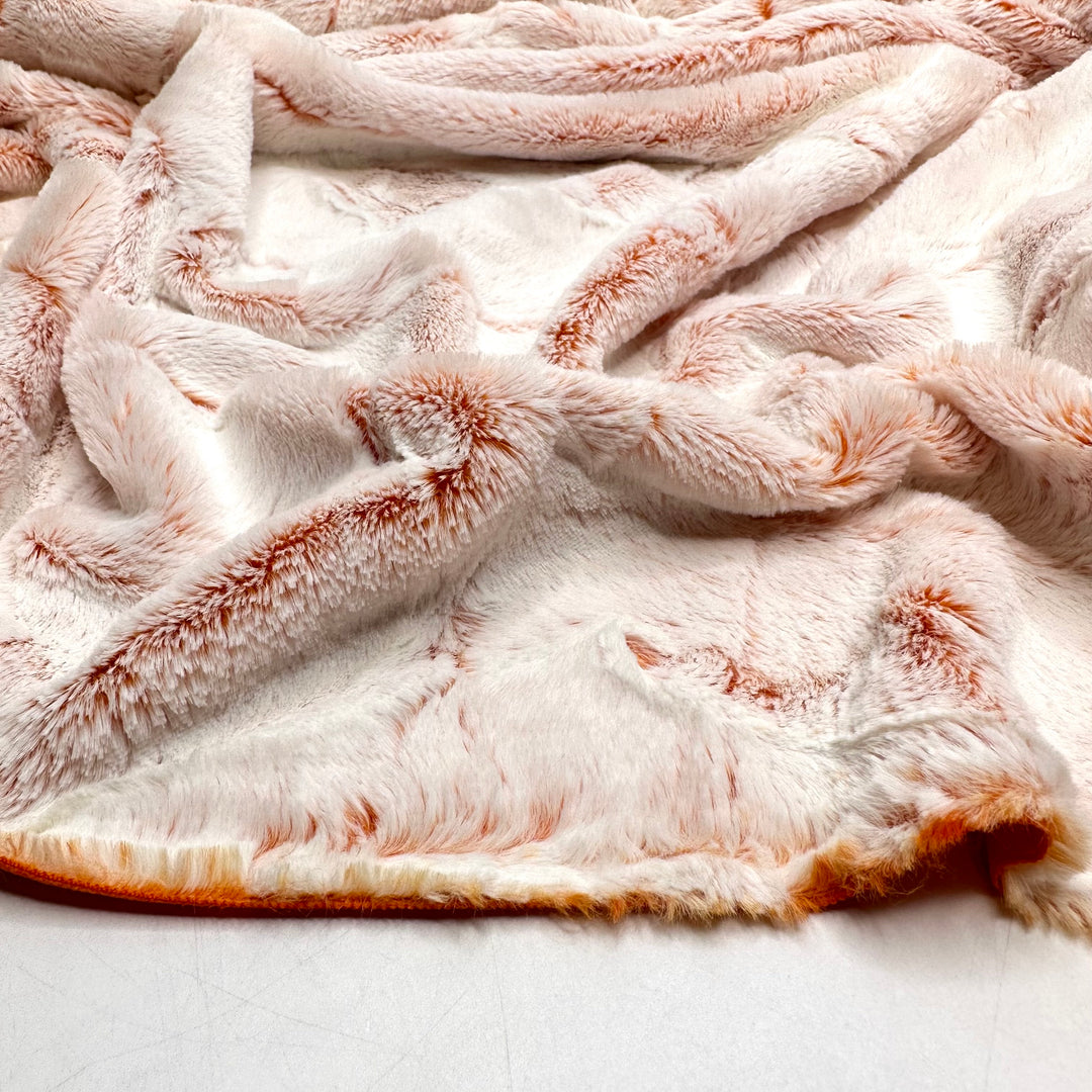 The Rabbit And The Carrot - Super Soft Faux Fur Polyester Blend Knit - White/Orange - 2.2M Bundle
