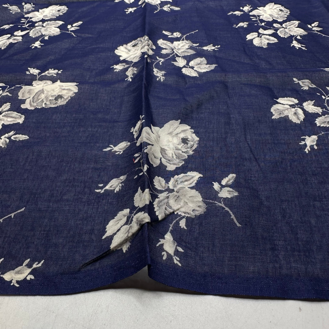 UB - Ghost Roses - Chiffon Cotton Woven - Blue/Grey Floral - 1.35M Bundle