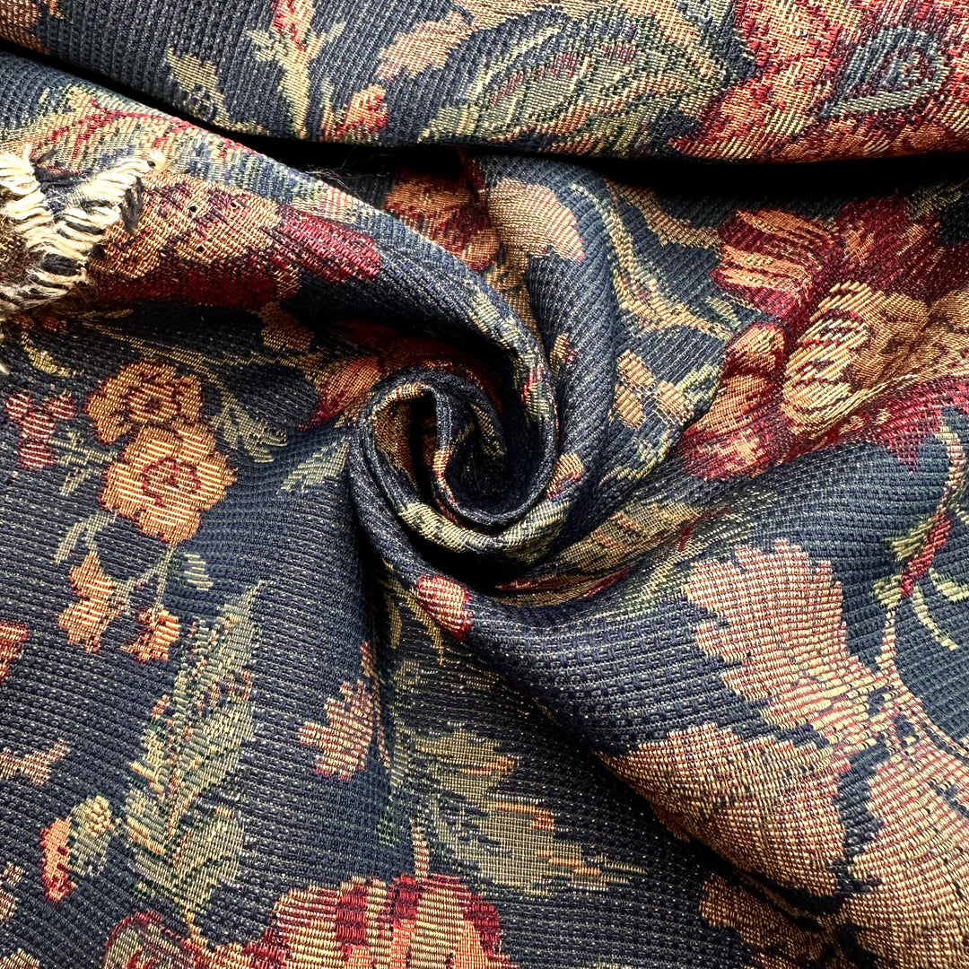 Gilded Harvest - Tapestry Weave Synthetic Woven - Navy Multi Floral - 1.2M Bundle