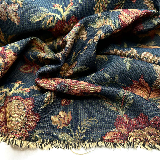 Gilded Harvest - Tapestry Weave Synthetic Woven - Navy Multi Floral - 1.2M Bundle