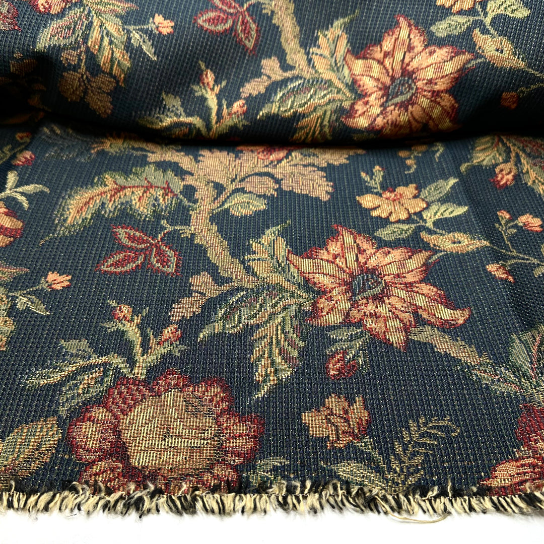Gilded Harvest - Tapestry Weave Synthetic Woven - Navy Multi Floral - 1.2M Bundle