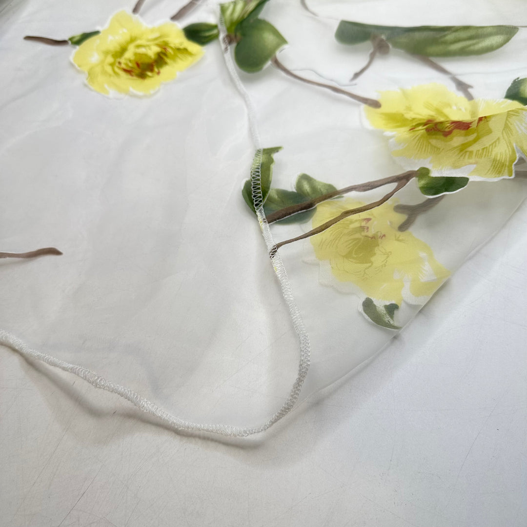 The Secret Garden - Organza Poly Woven - Yellow Multi Floral - 1M Bundle
