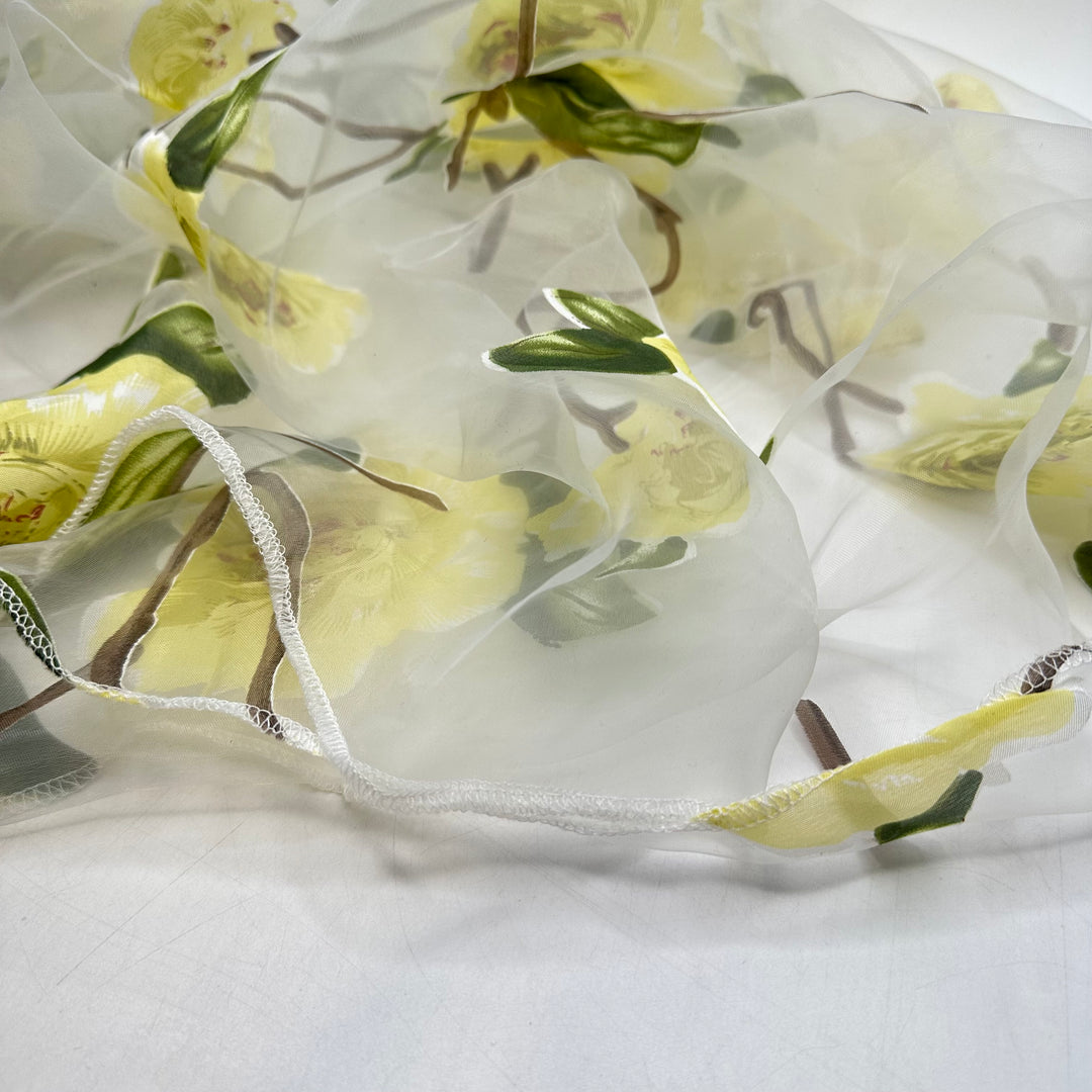 The Secret Garden - Organza Poly Woven - Yellow Multi Floral - 1M Bundle