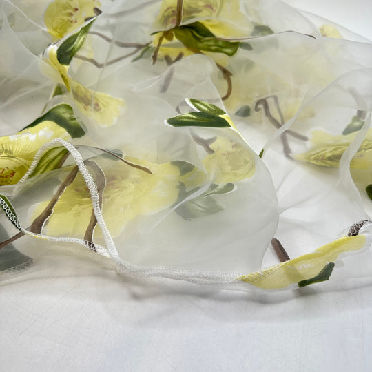 The Secret Garden - Organza Poly Woven - Yellow Multi Floral - 1M Bundle