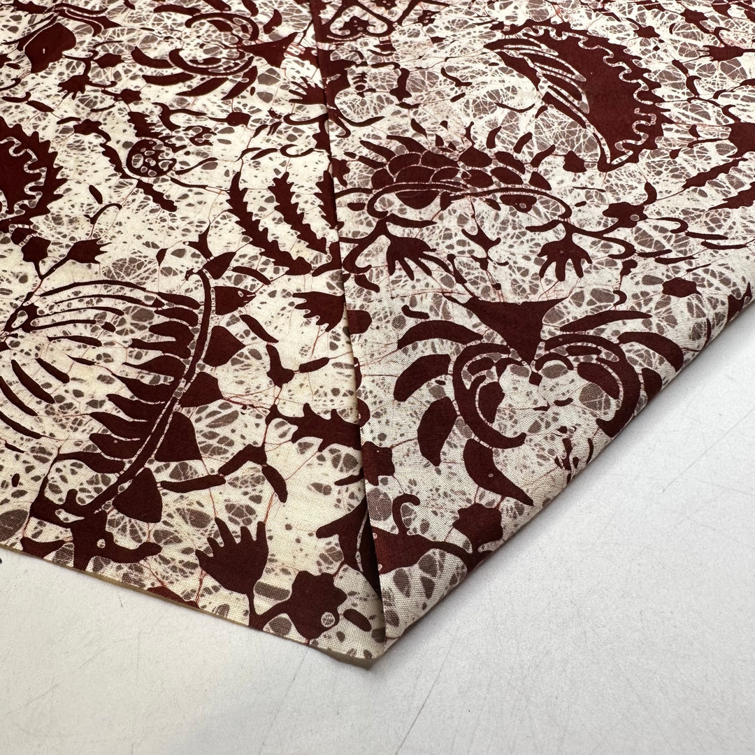 Hercules Stand Aside - Block Print Cotton Woven - Burgundy/Cream Block Print - 1M Bundle