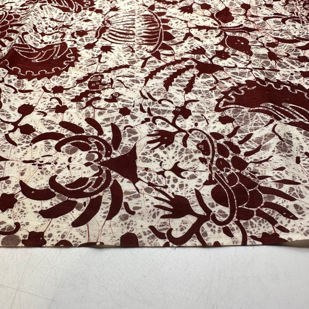 Hercules Stand Aside - Block Print Cotton Woven - Burgundy/Cream Block Print - 1M Bundle