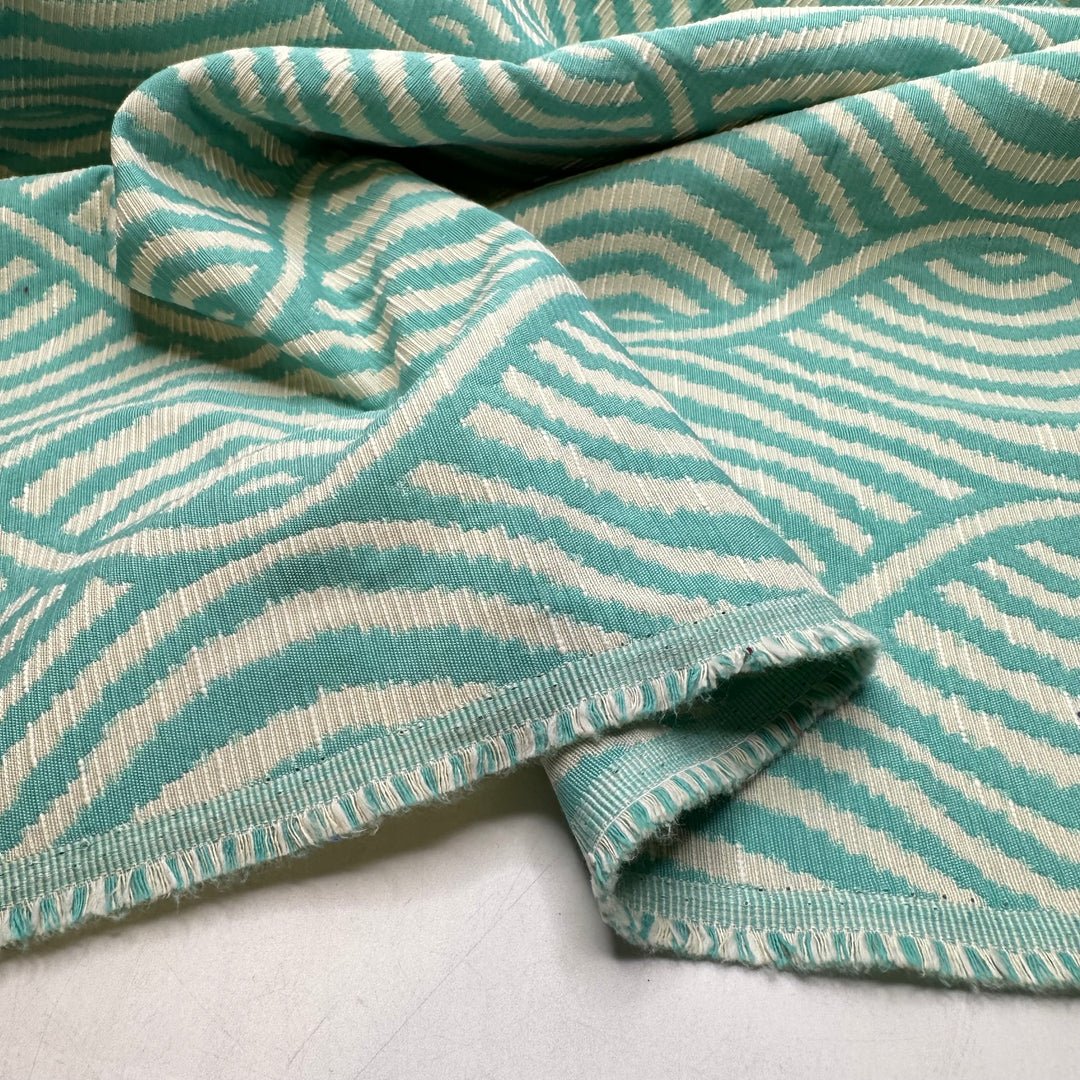 Meeting The Royal Tenenbaums - Natural Blend Woven - Light White/Blue Geometric - 0.9M Bundle