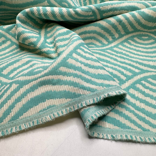 Meeting The Royal Tenenbaums - Natural Blend Woven - Light White/Blue Geometric - 0.9M Bundle