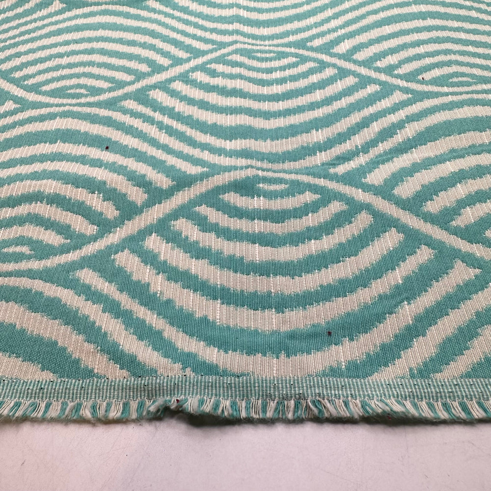 Meeting The Royal Tenenbaums - Natural Blend Woven - Light White/Blue Geometric - 0.9M Bundle