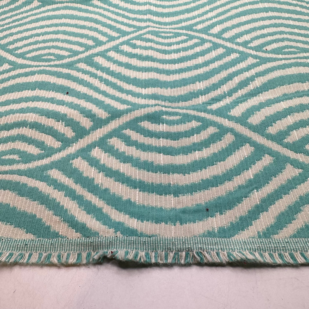 Meeting The Royal Tenenbaums - Natural Blend Woven - Light White/Blue Geometric - 0.9M Bundle