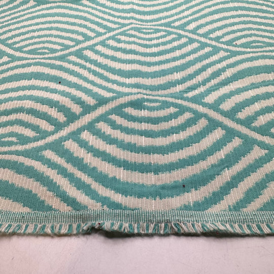 Meeting The Royal Tenenbaums - Natural Blend Woven - Light White/Blue Geometric - 0.9M Bundle