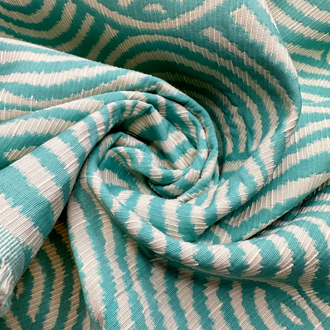 Meeting The Royal Tenenbaums - Natural Blend Woven - Light White/Blue Geometric - 0.9M Bundle