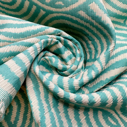 Meeting The Royal Tenenbaums - Natural Blend Woven - Light White/Blue Geometric - 0.9M Bundle