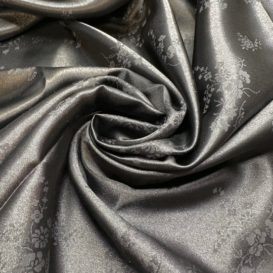 90s Winona Ryder - Sateen Poly Woven - Black Floral - 3.1M Bundle
