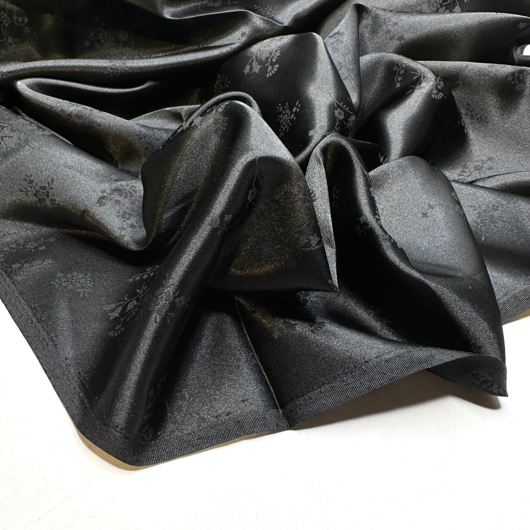 90s Winona Ryder - Sateen Poly Woven - Black Floral - 3.1M Bundle