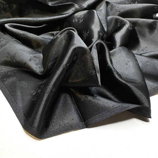 90s Winona Ryder - Sateen Poly Woven - Black Floral - 3.1M Bundle