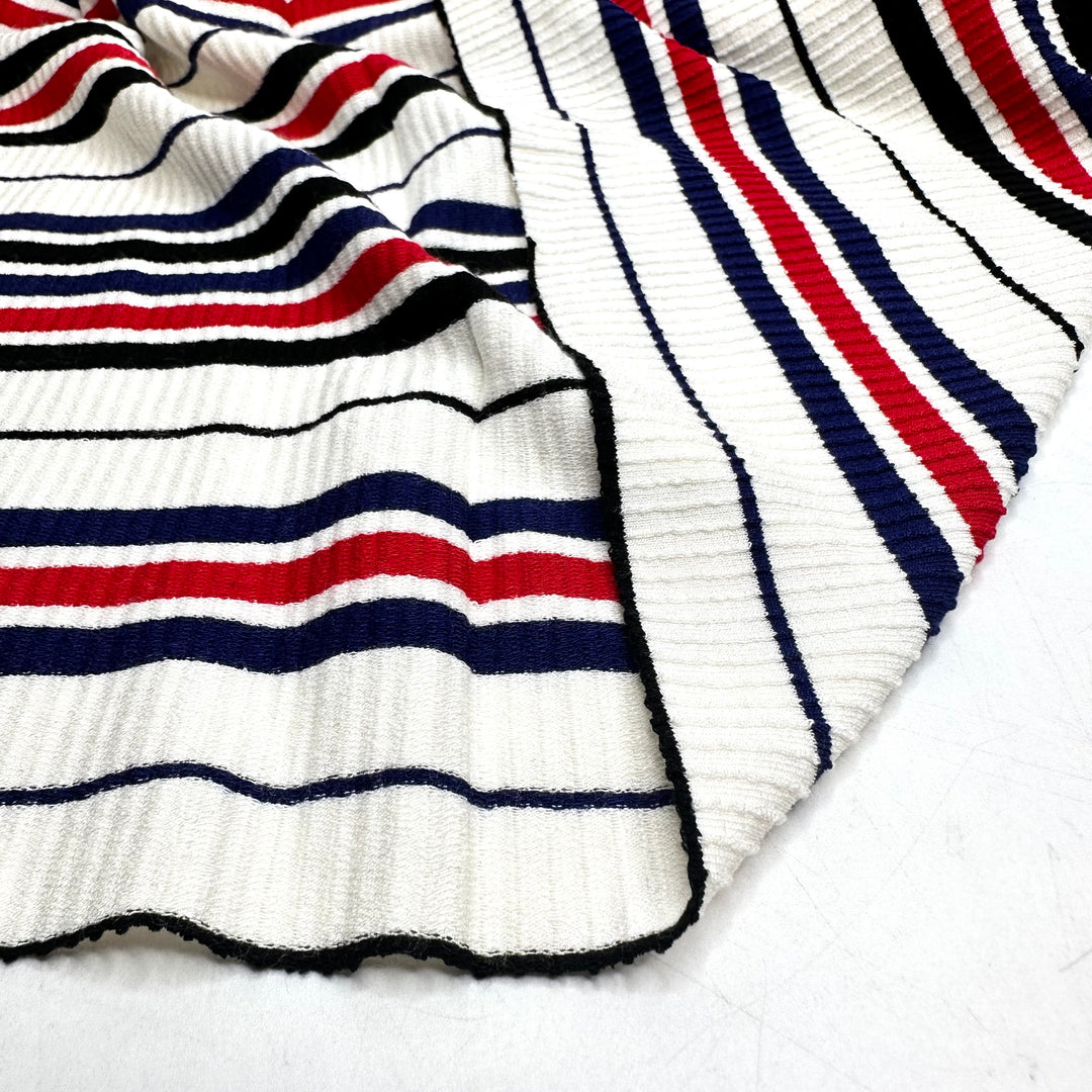 Top Gun - Rib Knit Cotton Knit - White Multi Stripes - 1M Bundle