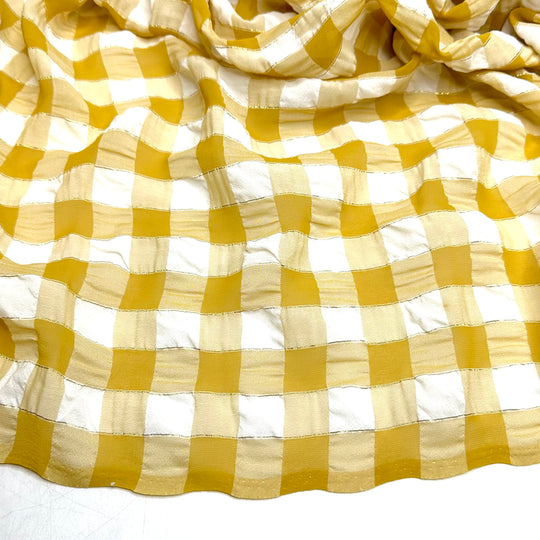 Following The Yellow Brick Road - Crinkle Chiffon Poly Woven - Yellow/Cream Plaid - 1.7M Bundle