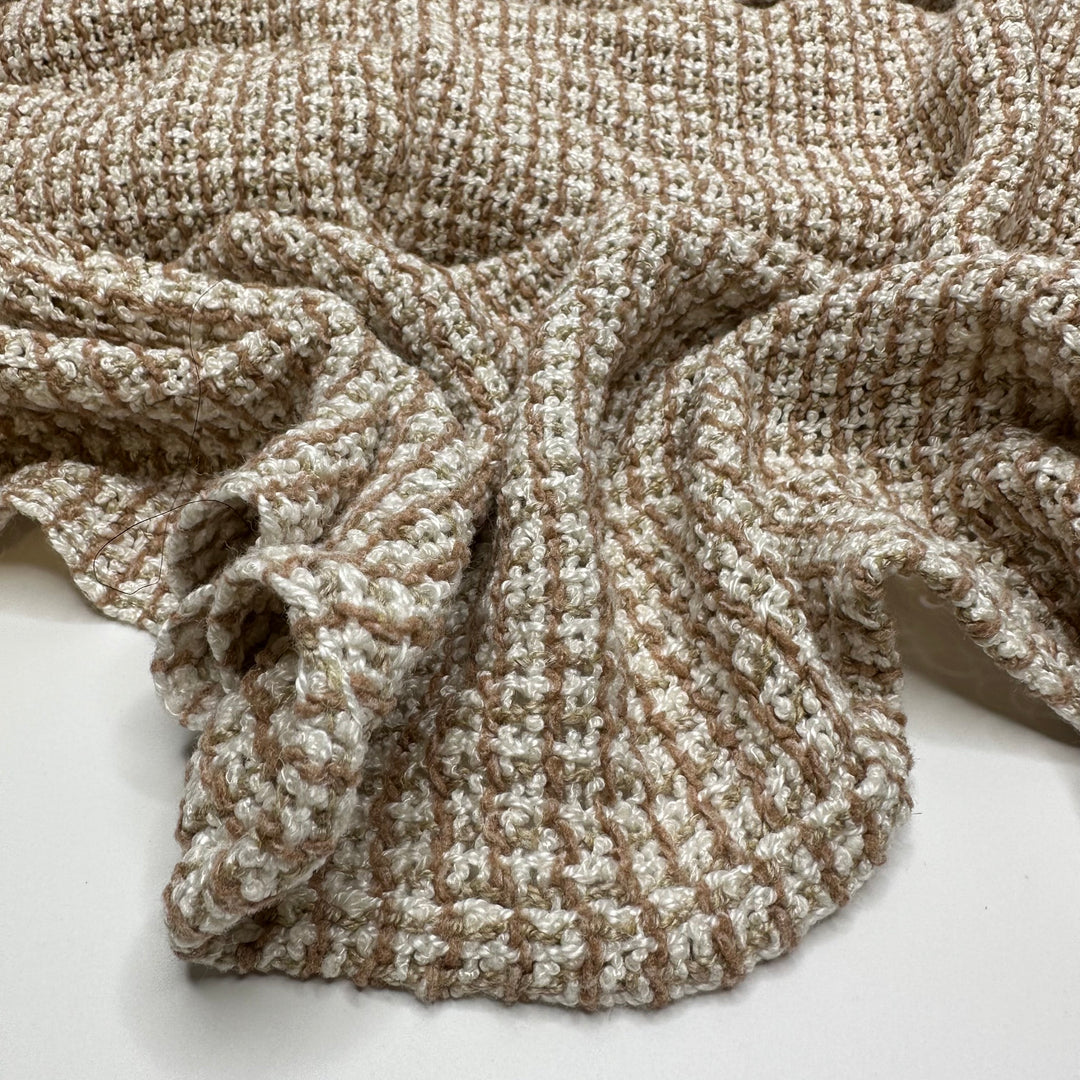 Slouchy Wear - Acrylic Blend Knit - Beige/White Plaid - 3M Bundle