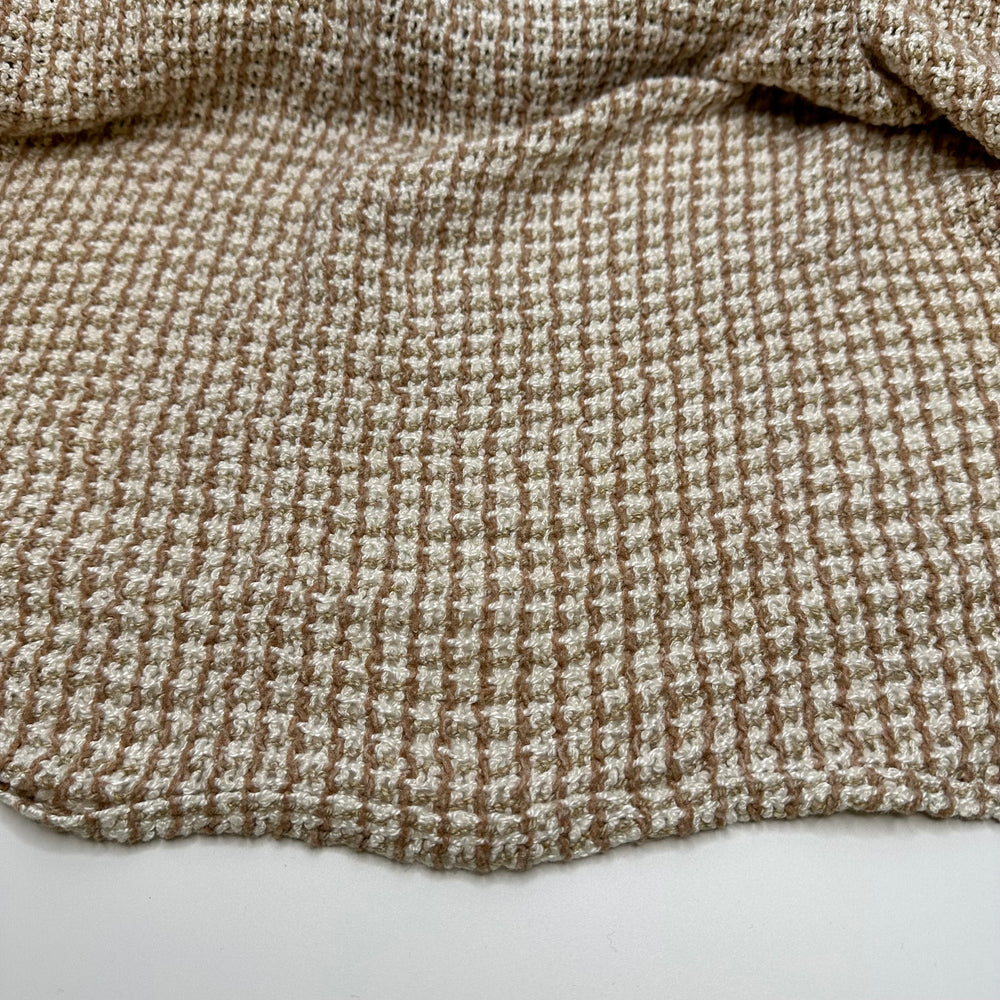 Slouchy Wear - Acrylic Blend Knit - Beige/White Plaid - 3M Bundle