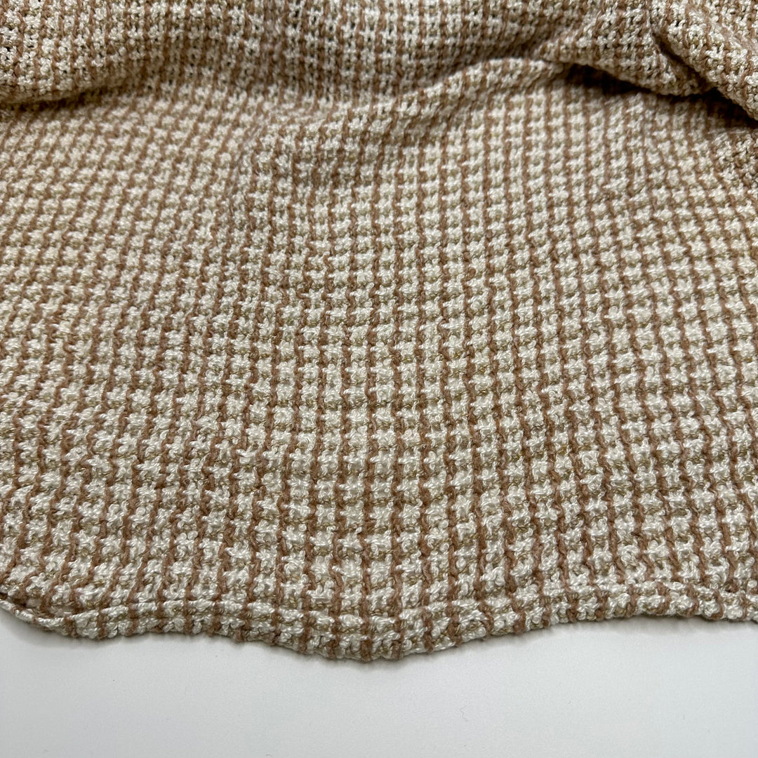 Slouchy Wear - Acrylic Blend Knit - Beige/White Plaid - 3M Bundle