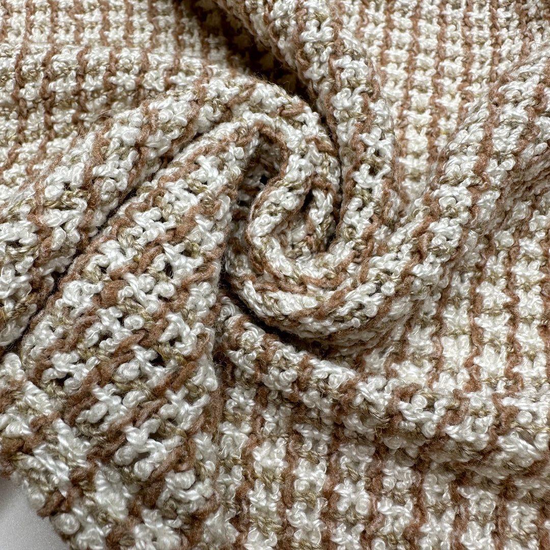 Slouchy Wear - Acrylic Blend Knit - Beige/White Plaid - 3M Bundle