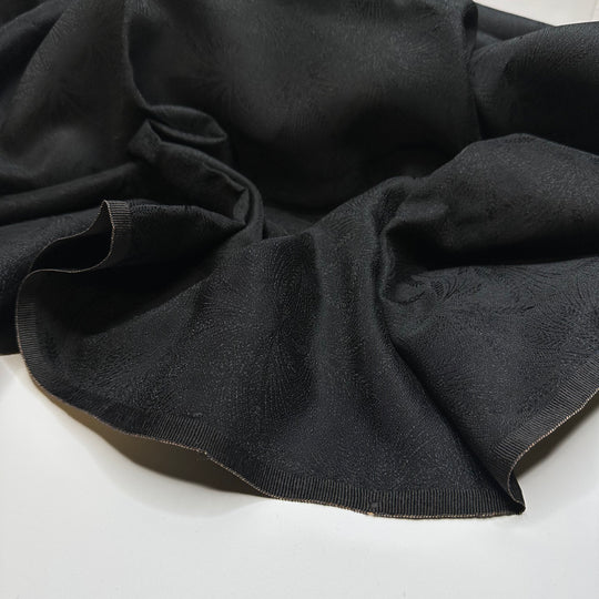 Party Of Fronds - Embossed Embossed Sateen Natural Blend Woven - Black Fern - 2.6M Bundle