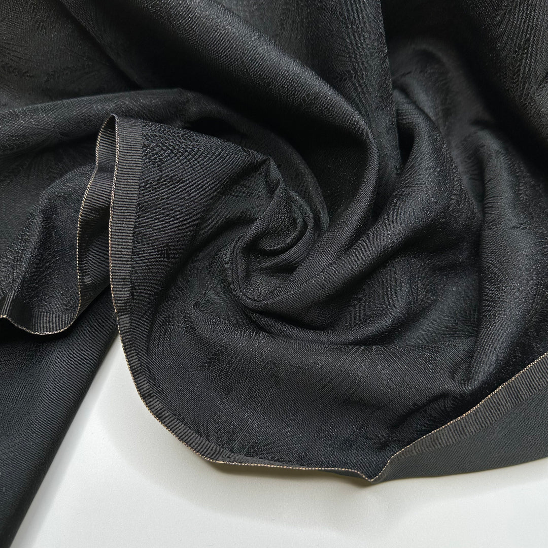 Party Of Fronds - Embossed Embossed Sateen Natural Blend Woven - Black Fern - 2.6M Bundle