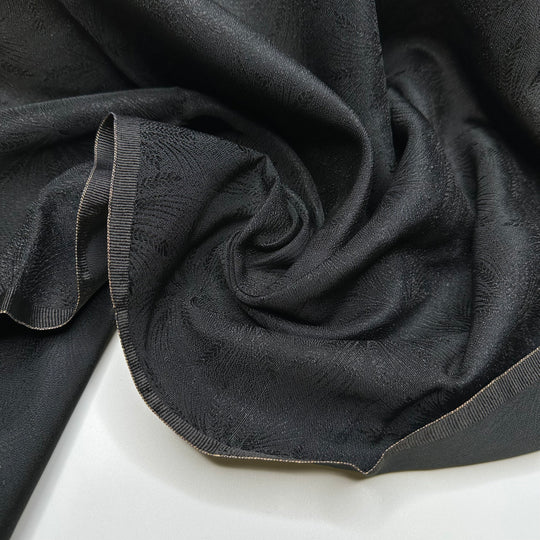 Party Of Fronds - Embossed Embossed Sateen Natural Blend Woven - Black Fern - 2.6M Bundle