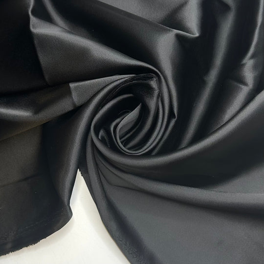 Black Beauty - Satin Polyester Blend Woven - Black - 1M Bundle