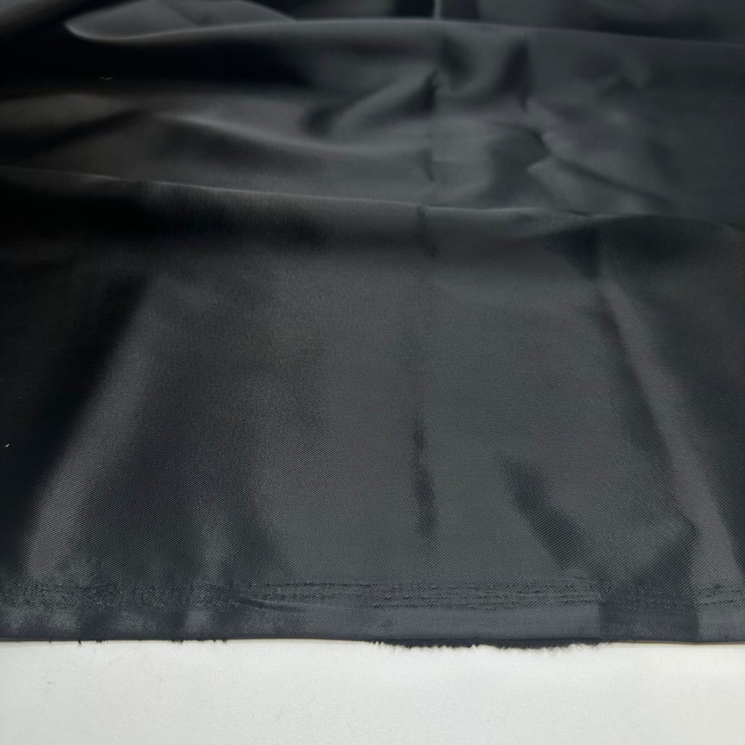 Black Beauty - Satin Polyester Blend Woven - Black - 1M Bundle
