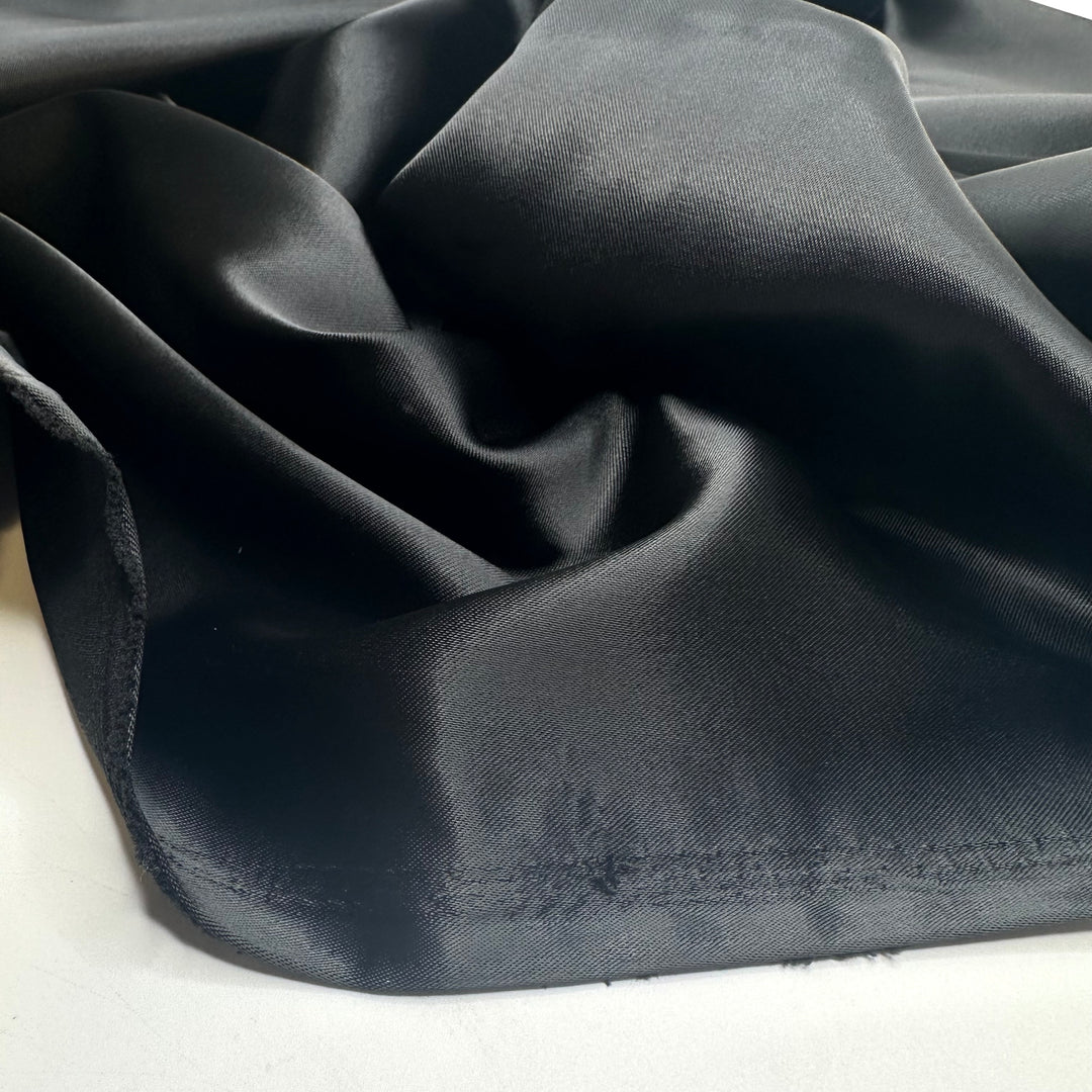 Black Beauty - Satin Polyester Blend Woven - Black - 1M Bundle