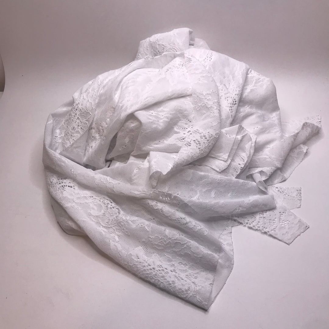 Lace Treasure Cart Packs - Lace Nylon/Spandex Knit - White Paisley - 0.5M Bundle