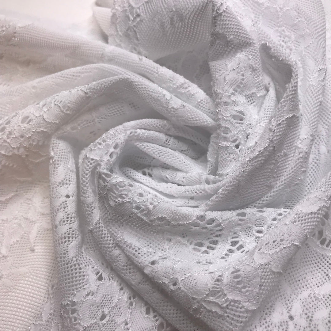 Lace Treasure Cart Packs - Lace Nylon/Spandex Knit - White Paisley - 0.5M Bundle