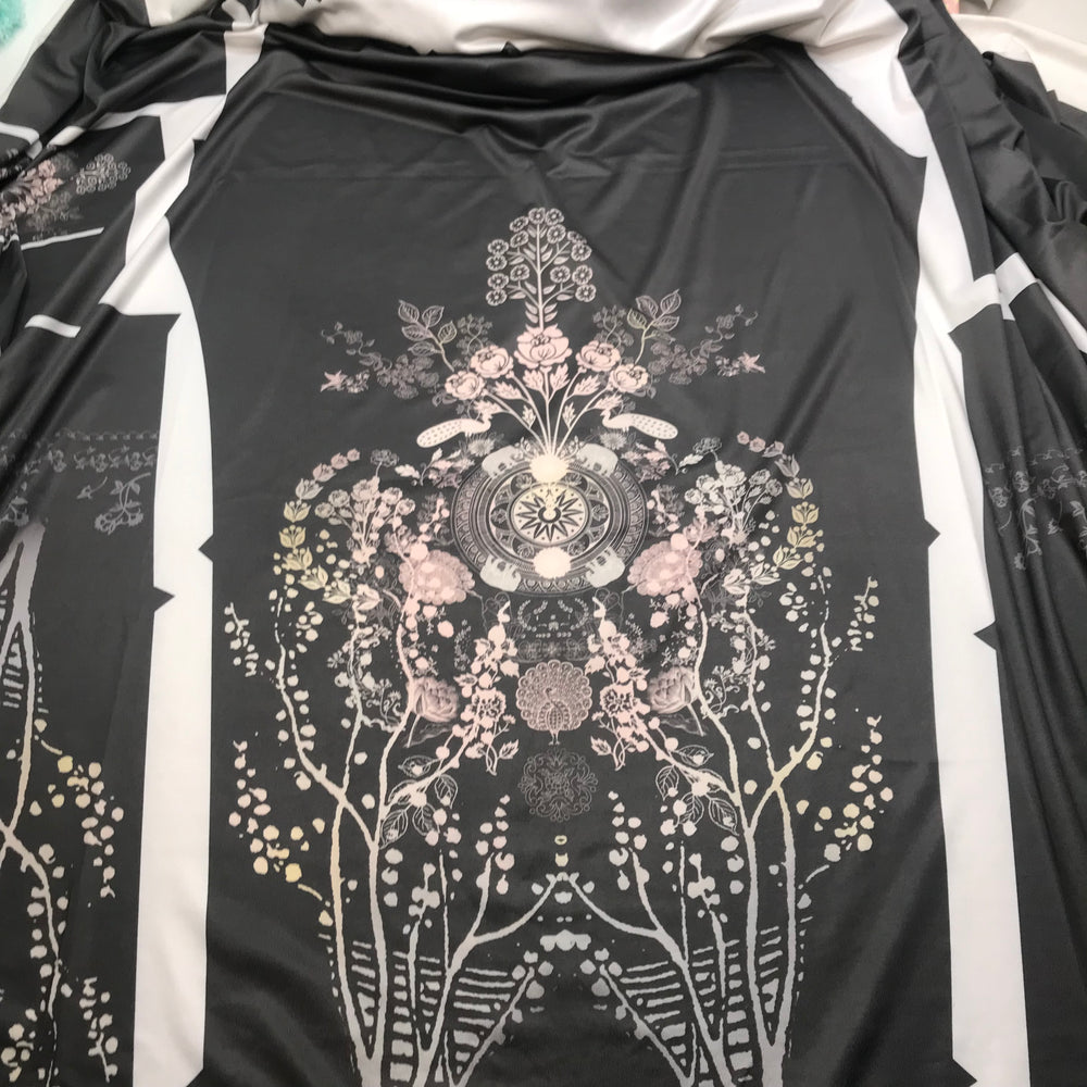 Starting A New Project - Printed Clothing Pattern Polyester Blend Knit - Grey Multi Floral - 2M Bundle