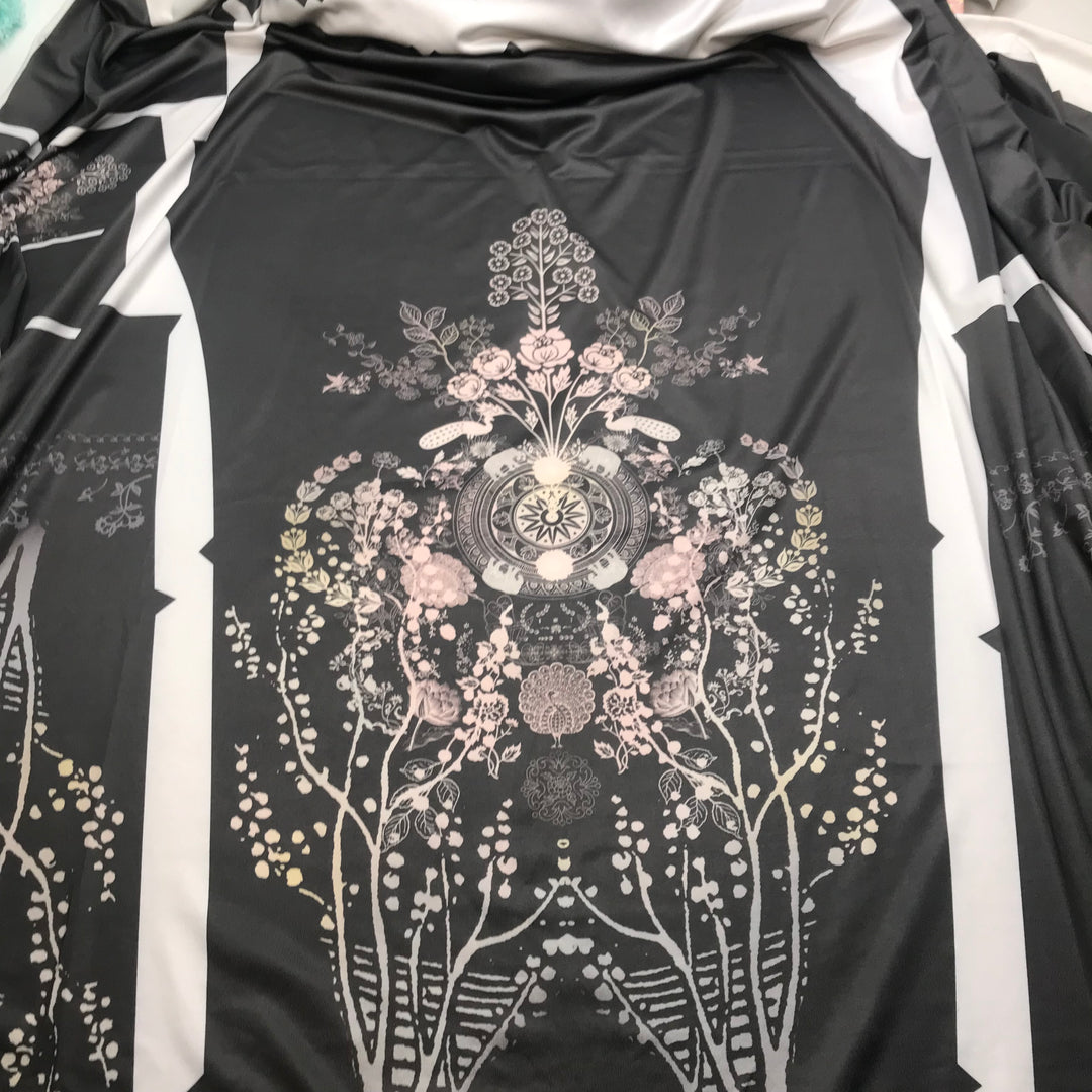 Starting A New Project - Printed Clothing Pattern Polyester Blend Knit - Grey Multi Floral - 2M Bundle