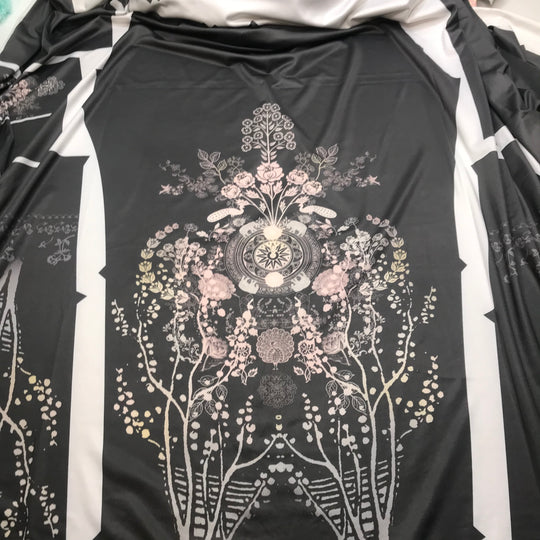 Starting A New Project - Printed Clothing Pattern Polyester Blend Knit - Grey Multi Floral - 2M Bundle